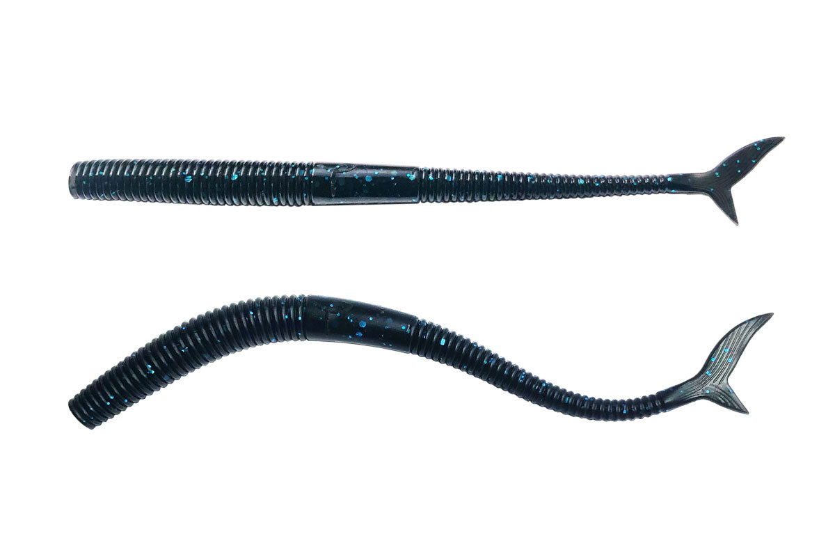 Shark Tail Worm Black and Blue 8PK