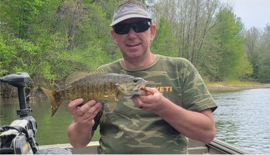 Congratulations Corey for catching a nice smallmouth using the Tackle Max Hellgrammite!