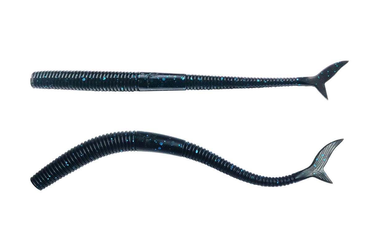 Shark Tail Worm Black and Blue 8PK